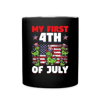 Patriotic Dino Mon premier 4 juillet Patriotique - Mug uni - noir - Devant