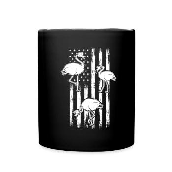 Flamingo Patriotic US Flag 4th Of July Flamingo - Tasse einfarbig - Schwarz - Vorne