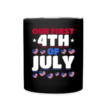 American Flag Hearts 4th Of July Party Notre première - Mug uni - noir - Devant