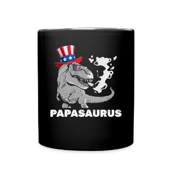Papa Dinosaur Journée patriotique 4 juillet Dino - Mug uni - noir - Devant