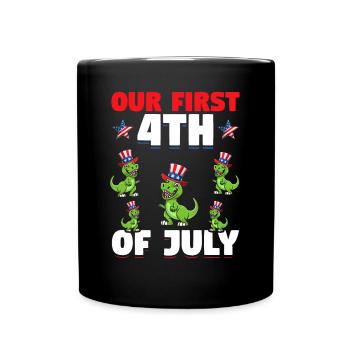 Patriotic Dino Patriotic Dinosaur Our First 4th Of - Tasse einfarbig - Schwarz - Vorne