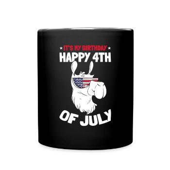 Birthday Party Llama It's My Birthday Happy 4th Of - Tasse einfarbig - Schwarz - Vorne