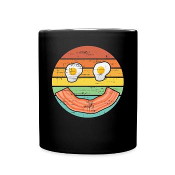 Vintage Bacon Smile With Eggs - Full Colour Mug - black - Front
