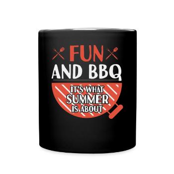 Fun And BBQ Summer Grilling Barbecue - Full Colour Mug - black - Front