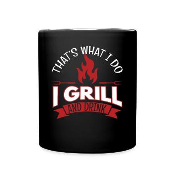 I Grill And Drink Grilling BBQ - Full Colour Mug - black - Front