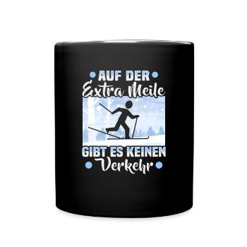 Langläufer Extra Meile Biathlon Skilangläufer - Tasse einfarbig - Schwarz - Vorne