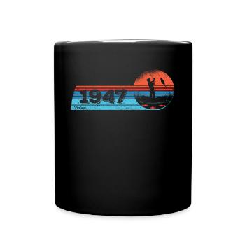 Pêcheur né en 1947 Anniversaire Fliegenflischen - Mug uni - noir - Devant