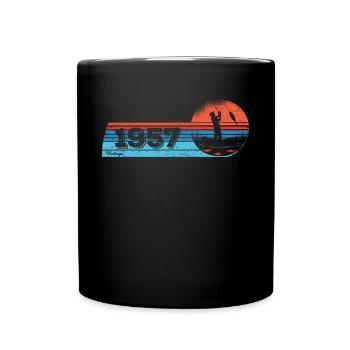 Pêcheur né en 1957 Anniversaire Fliegenflischen - Mug uni - noir - Devant