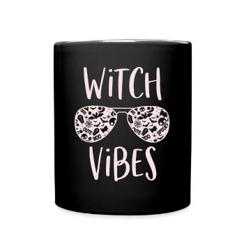 Witch Vibes Cute Funny Mystical Spooky Halloween - Full Colour Mug - black - Front