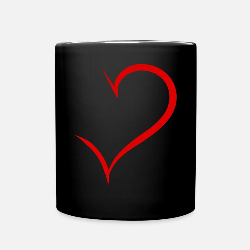 Halbes Rotes Herz - Tasse einfarbig - Schwarz