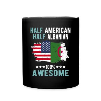 Halb Amerikaner Halb Albaner - Tasse einfarbig - Schwarz - Vorne