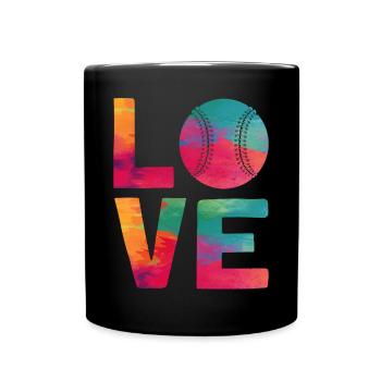Baseball Fan Watercolor Love - Tasse einfarbig - Schwarz - Vorne