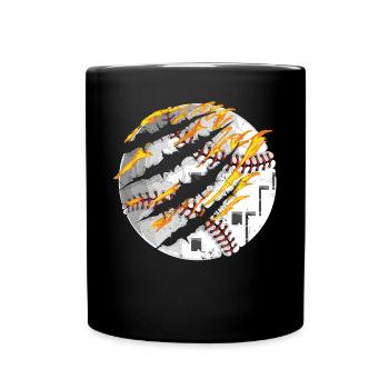 Baseball Fan Fire Vintage - Tasse einfarbig - Schwarz - Vorne