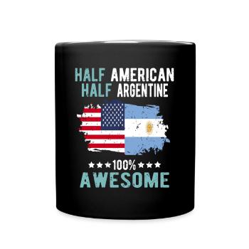 Halb Amerikaner Halb Argentiner - Tasse einfarbig - Schwarz - Vorne