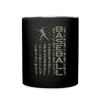 Baseball Fan Usa American Flag - Tasse einfarbig - Schwarz - Vorne