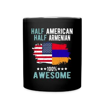 Halb Amerikaner Halb Armenier - Tasse einfarbig - Schwarz - Vorne