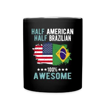 Halb Amerikaner Halb Brasilianer - Tasse einfarbig - Schwarz - Vorne
