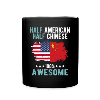 Moitié américain moitié chinois - Mug uni - noir - Devant