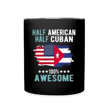 Halb Amerikaner Halb Kubaner - Tasse einfarbig - Schwarz - Vorne