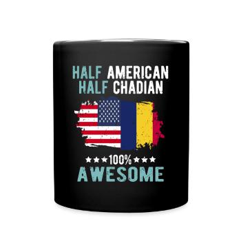 Half American Half Chadian - Full Colour Mug - black - Front