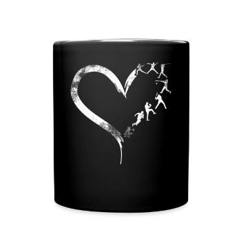 Baseball Fan Heart Vintage - Tasse einfarbig - Schwarz - Vorne
