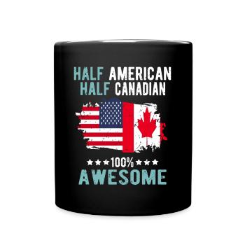 Moitié Américain Moitié Canadien - Mug uni - noir - Devant