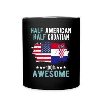 Half American Half Croat - Full Colour Mug - black - Front