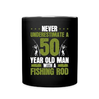 50 Year Old Fisherman Fishing Rod 50th Birthday - Tasse einfarbig - Schwarz - Vorne