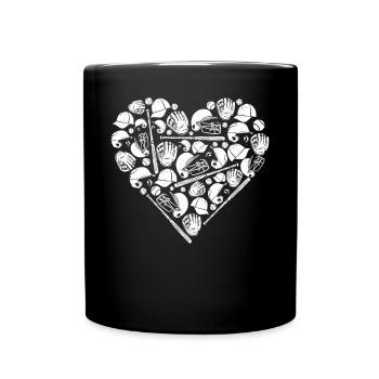 Baseball Fan Heart Vintage - Tasse einfarbig - Schwarz - Vorne