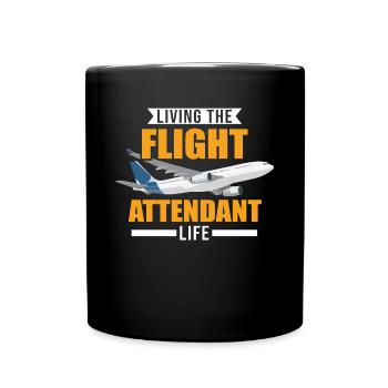 Vivre la vie d’agent de bord Flugbegleiter - Mug uni - noir - Devant