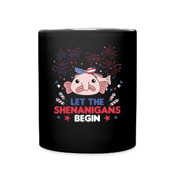 Joyeux 4ème poisson Blob doux avec Fireworks America - Mug uni - noir - Devant