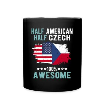 Halb Amerikaner Halb Tscheche - Tasse einfarbig - Schwarz - Vorne