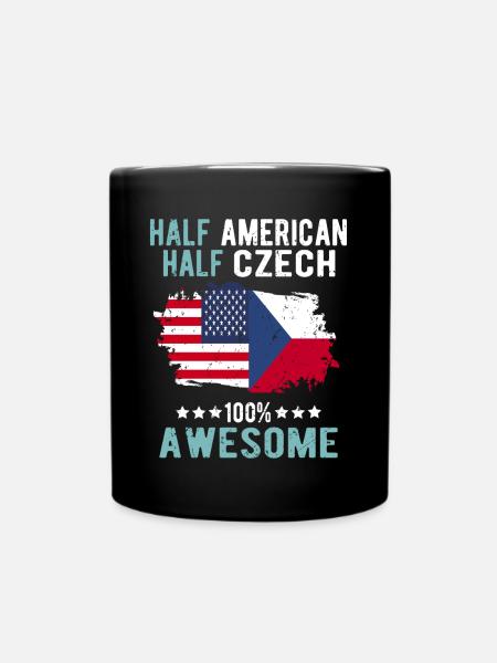 Half American Half Czech - Full Colour Mug - black