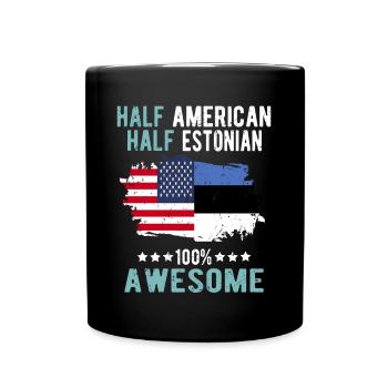 Moitié américain moitié estonien - Mug uni - noir - Devant