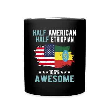 Half American Half Ethiopian - Full Colour Mug - black - Front