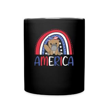 4th of July american platypus kids usa rainbow - Tasse einfarbig - Schwarz - Vorne