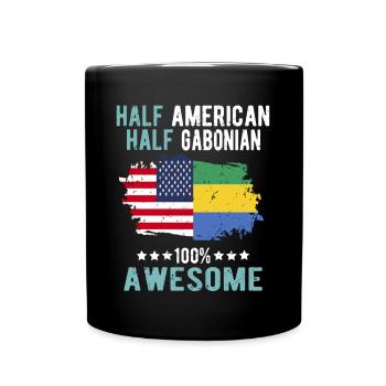 Half American Half Gabonese - Full Colour Mug - black - Front