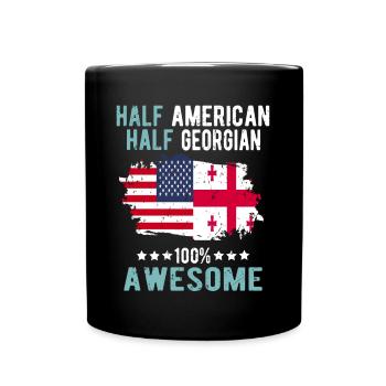 Half American Half Georgian - Full Colour Mug - black - Front