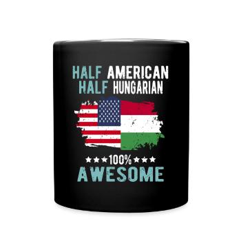 Halb Amerikaner Halb Ungar - Tasse einfarbig - Schwarz - Vorne