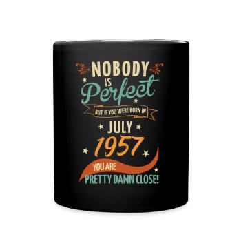 Nobody is perfect born in July 1957 - Full Colour Mug - black - Front