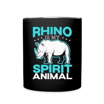 Nashorn ist mein Geistertier Nashorn Wildtier - Tasse einfarbig - Schwarz - Vorne