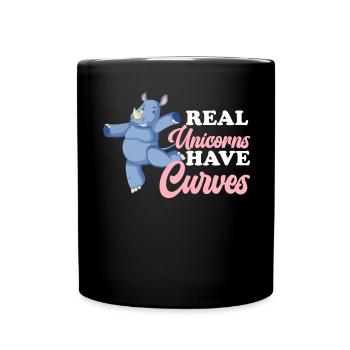 Real Unicorns Have Curves Rhinocerus Wildlife - Full Colour Mug - black - Front