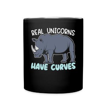 Real Unicorns Have Curves Rhinocerus Wildlife - Full Colour Mug - black - Front