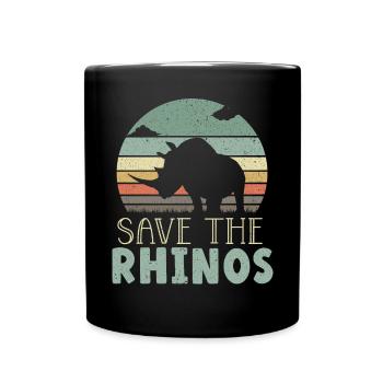 Rettet den Nashorn-Nashorn-Wildtier-Pflanzenfresser - Tasse einfarbig - Schwarz - Vorne