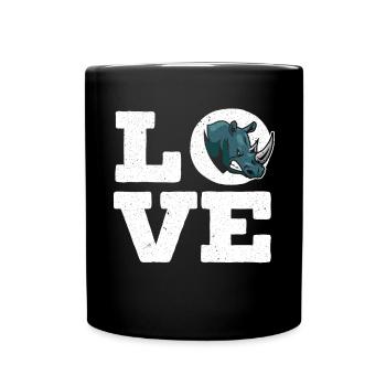Liebe Nashorn Nashorn Wildtier Tier Pflanzenfresser - Tasse einfarbig - Schwarz - Vorne