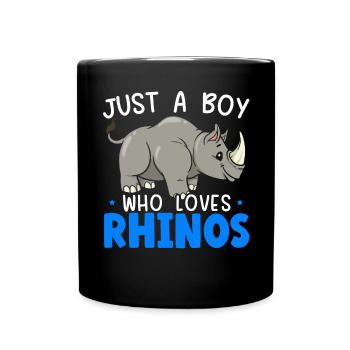 Nur ein Junge, der Nashörner liebt Nashorn Wildlife - Tasse einfarbig - Schwarz - Vorne