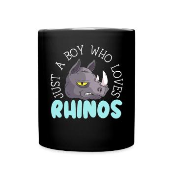 Nur ein Junge, der Nashörner liebt Nashorn Wildlife - Tasse einfarbig - Schwarz - Vorne