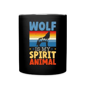 Wolf Is My Spirit Animal Wildlife Animal Zookeeper - Full Colour Mug - black - Front