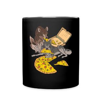 Wolf Pizza Wolf Lover Wildlife Animal Zookeeper - Full Colour Mug - black - Front