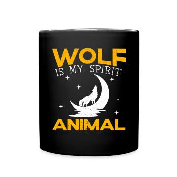 Wolf Is My Spirit Animal Wildlife Animal Zookeeper - Full Colour Mug - black - Front